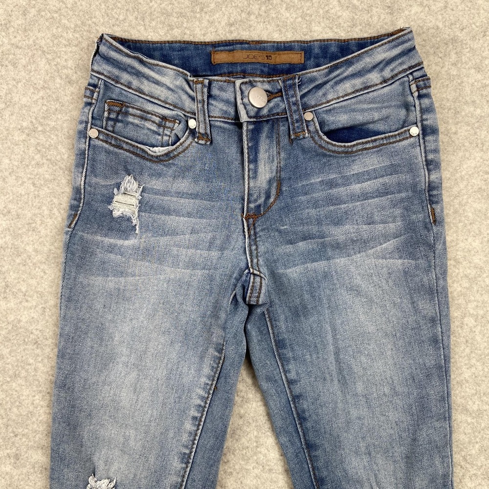 Joe's Jeans Girls 8 (20x18) Blue Skinny Distressed Cuffed Cropped Stretch Denim